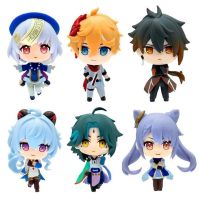 oakcke 6pcs/1set 10CM Anime Game Genshin Impact Figure Toys Figuine Doll Cute Model Decoration PVC Toy Cosplay Q Version Character