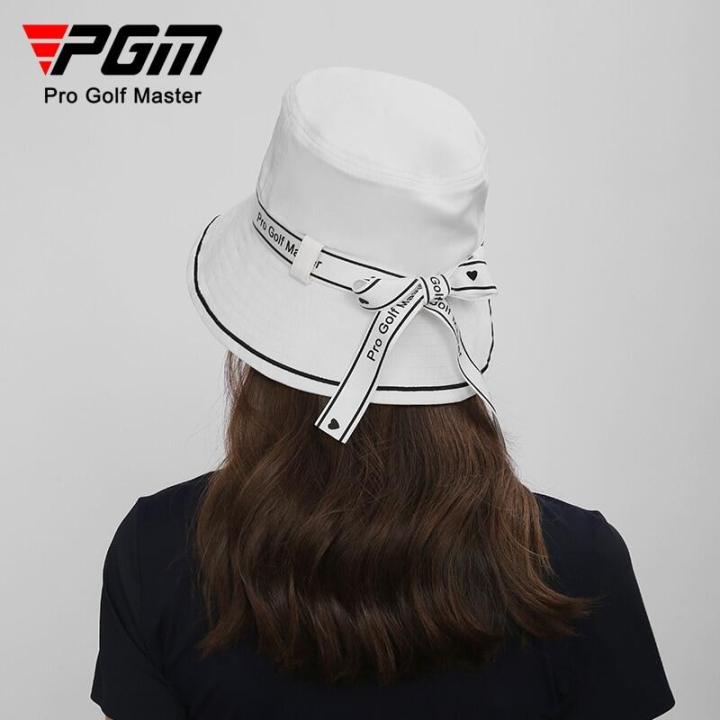 pgm-ผู้หญิงหมวกกอล์ฟโบว์สายชาวประมงหมวกบังแดดและครีมกันแดดภายในดูดซับเหงื่อวงออกแบบ-mz05682915
