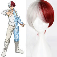 ZHUJI วิกผมผมสีแดงสังเคราะห์อนิเมะ Todoroki Shoto,วิกผมเต็มรูปแบบ Boku ไม่มีฮีโร่คอสเพลย์ตัวละครวิกผมสถาบันการศึกษาของฉันฮีโร่