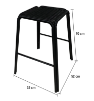 Rattan bar stool size 52 x 52 x 70 cm. (maximum load capacity: 120 kg.)-PE rattan-Black