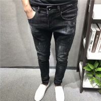 new 2021 trendy mens ripped mens jeans slim fit denim trousers tight pencil pants cowboy guys teenager mens Jeans