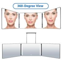 3 Way Adjustable Brightness Trifold Mirror Hanging 360 Degrees Mirror With Lights Portable Cosmetic Makeup Mirrors Bath Mirrors Mirrors