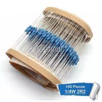 100pcs 2.2 ohm 2.2R 1/4w 1% Metal Film Resistors 2.2ohm 0.25W 2R2 Resistor