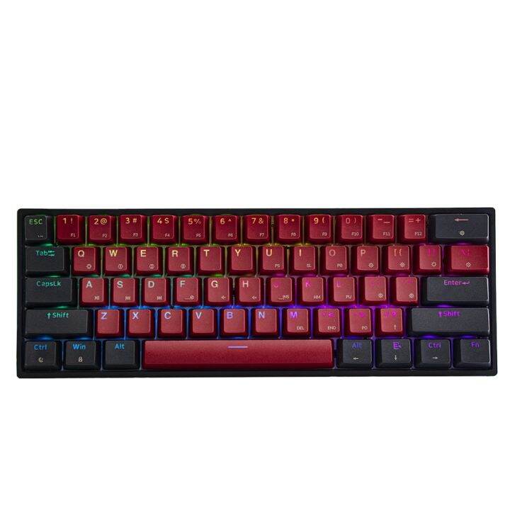 Epomaker GK61 Red 61 Keys 60% Hot Swappable RGB Wired Mechanical Gaming ...