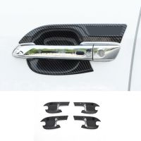 ABS Carbonfiber ABS รถพวงมาลัยซ้ายรถพวงมาลัยขวาคาร์บอนไฟเบอร์สำหรับ Isuzu D MAX D-MAX DMAX 2021-2023 ABS มือจับประตูด้านนอกรถยนต์สติ๊กเกอร์ติดขอบประตู -น้ำยาล้างเซ็นเซอร์ออกซิเจน