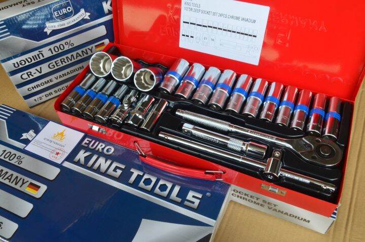 euro-king-tools-ชุดบล็อก-ลูกบล็อกยาว-24-ชิ้น-1-2-4-หุน-แท้-100-12-เหลี่ยม