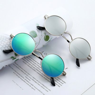 แว่นกันแดดแว่นเลนส์อ่อนแบนสะท้อนแสงสีพร่า UV400กรอบทรงกลมแว่นตากันแดดแว่นกันแดดย้อนยุค