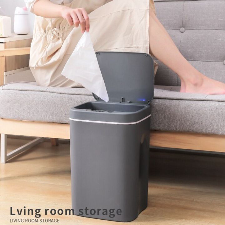 ถังขยะถังขยะถังขยะเซนเซอร์อัตโนมัติ12l-16ลิตรถังทิ้งขยะถังขยะถังขยะสำหรับห้องครัวห้องน้ำ-j05ไฟ-led