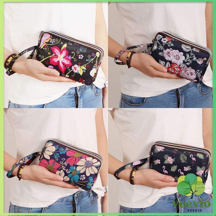 veevio-กระเป๋าสตางค์-3-ช่อง-กระเป๋าใส่มือถือ-กระเป๋าผ้า-คล้องมือ-ladies-bag