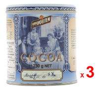 VAN HOUTEN ผงโกโก้สำหรับเครื่องดื่ม แวน ฮูเต็น - แวน โฮเซน ผลิตในประเทศเบลเยียม ชุดละ 3 กระป๋อง กระป๋องละ 230 กรัม / VAN HOUTEN Cocoa Powder for Beverage - Tin Can - Made in Belgium - Set of 3 Cans - 3 x 230 G.
