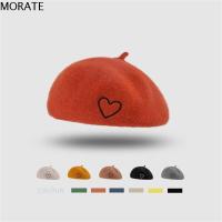 MORATE หวาน สีทึบ อบอุ่น สาว ฤดูหนาว ศิลปินฝรั่งเศส หมวกผู้หญิง หมวกเบเรต์ หมวกบีนนี่