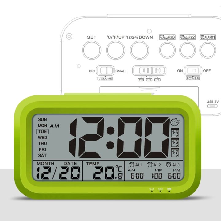 worth-buy-นาฬิกานาฬิกาปลุกดิจิตอลแบบชาร์จไฟได้-จอ-lcd-ขนาดใหญ่นาฬิกานักเรียนนาฬิกาโต๊ะข้างเตียงนาฬิกาพร้อมเซ็นเซอร์แสงเลื่อนปลุกและ-backlit