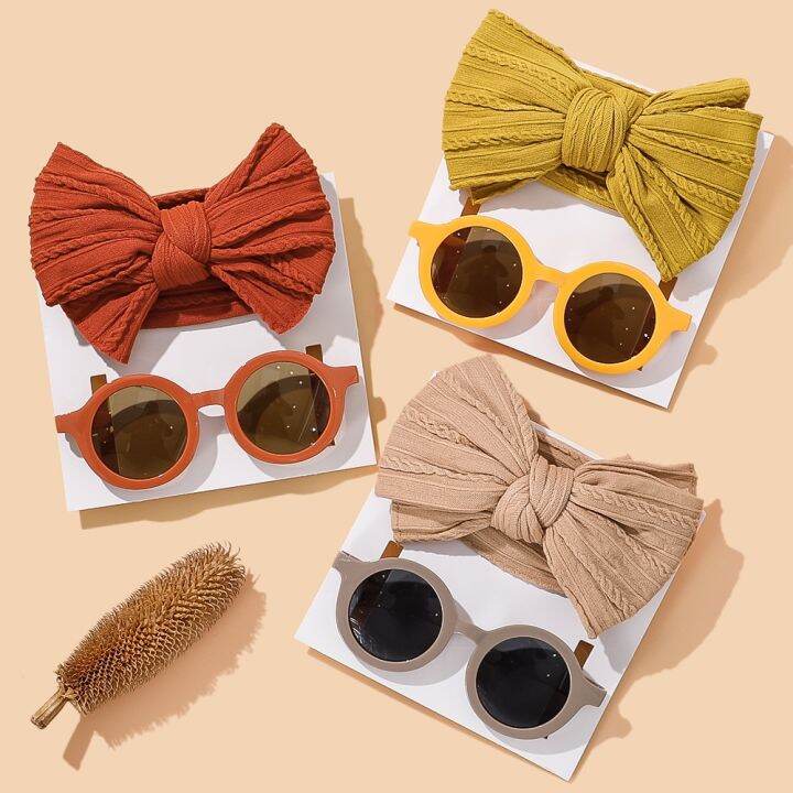 yf-2-3pcs-set-newborn-baby-headband-elastic-knit-with-sunglasses-children-turban-soft-kids-bow-headwear-hair-accessories