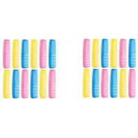 24 Pieces Colorful Hair Combs Set for Kids Women Men Colorful Plastic Fine Dressing Comb (Pink, Yellow, Blue)