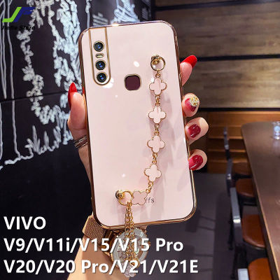 JieFie โทรศัพท์กรณี VIVO V15 / V15 Pro / V9 / V11i / V20 / V20 Pro / V21 / V21E แฟชั่นชุบโครเมี่ยม TPU ฝาครอบสร้อยข้อมือโทรศัพท์กรณี