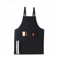 Denim Barbecue Apron Adjustable Cross Back Straps Multifunctional Large Pocket Working Clothes For Chef Tattoo Artists Men Women Aprons