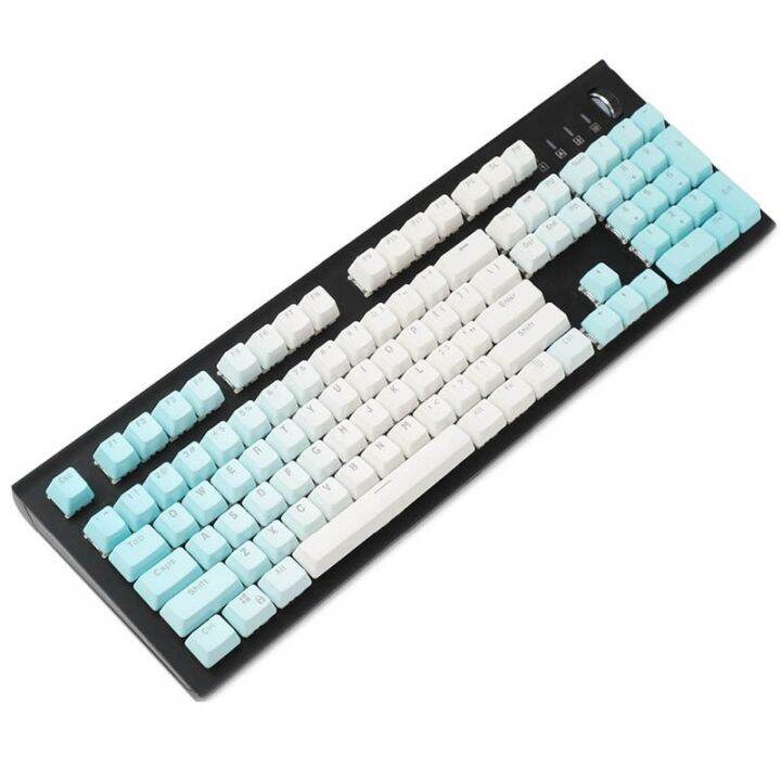 oem-ปุ่มกดคีย์บอร์ด-104-คีย์-oem-profile-mx-switches-keycaps-sunset-blue-gradient-keys-laser-cut-top-side-print-blank-pbt-keycaps-of-ansi-for-mechanical-keyboard-104-key