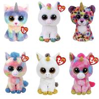 【YF】 15cm Ty Big Eye Beanie Stuffed Plush Toys Unicorn Cat Bat Fox Pony Animal Soft Toy Children Girl Birthday Christmas Gift