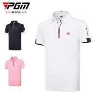 PGM Girls Golf Short Sleeve T-shirt Summer Childrens Sports Polo Shirt Wear for Kids YF591