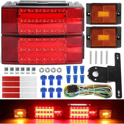 【ซินซู🙌ชุดไฟท้ายรถพ่วง LED เบรคสว่างมากไฟหางหยุดเลี้ยวใบอนุญาตสำหรับคนตั้งแคมป์รถบรรทุก RV เรือที่ HL-H-008-3มากกว่า80นิ้ว