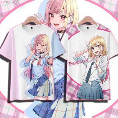 Leisure fashion new (สต็อกเพียงพอ) Anime My Dream Up Darling Cosplay T-shirt Marin Kitagawa 3D printed polyester top short sleeve T-shirt คุณภาพสูง size:S-5XL