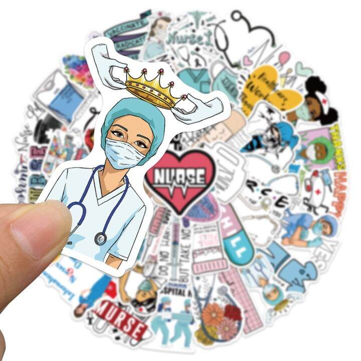 10-30-50pcs-medical-science-nurse-stickers-waterproof-vinyl-sticker-for-water-bottles-laptop-luggage-cup-computer-mobile-phone-stickers-labels