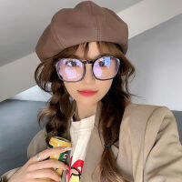 แฟชั่นสีทึบ Beret ผู้หญิง VINTAGE PU หนัง Berets หมวกฤดูใบไม้ร่วงฤดูหนาว Lady Elegant แปดเหลี่ยมหมวก newsboy หมวก.หมวกปานามา