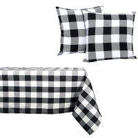 Buffalo Check Plaid Set of Table Runner and 2 Throw Pillow Covers - Plaid Pattern Checkers -Runner and Pillow Cover Case