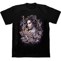 Japanese Style Beauty Geisha Samurai Sword Cherry Blossom Tshirt Cotton T Double