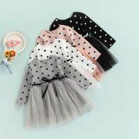 【Ladies shop】 Lioraitiin 0 4YearsToddlerBaby GirlsLong แขนถักชุดลาย DotTutu