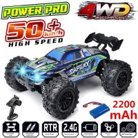 Lamontuo ของเล่นรถ Rc รีโมทควบคุมความเร็วสูง,4WD ทางวิบากพร้อมตีนตะขาบหินไฟหน้ารถมอเตอร์ไซค์แบบ LED 2.4ก. 50กม.