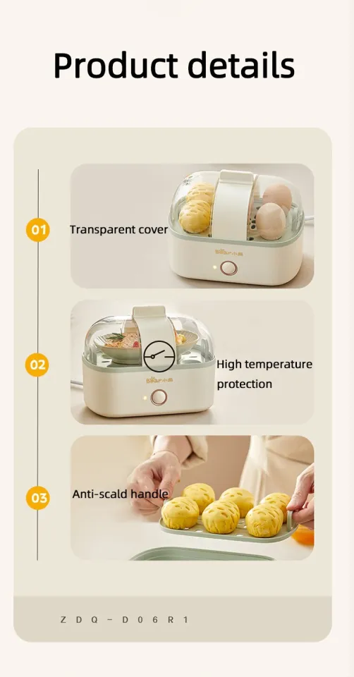 6 Eggs Electric Egg Boiler Egg Custard Steaming Cooker Mini Breakfast  Machine Egg Cookers Portable Steamer Food Warmer 200W