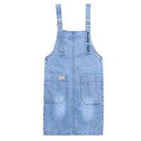 Pokimoto Denim Suspender กระโปรงผู้หญิงฤดูร้อน2022ใหม่สไตล์ฝาครอบเนื้อและดูบางและต่างประเทศสไตล์หลวมตรงชุดกระโปรงฤดูใบไม้ร่วง