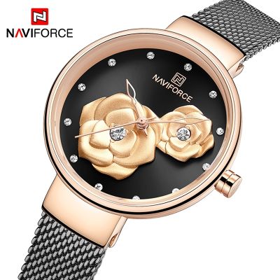 （A Decent035）LuxuryNAVIFORCE LadiesFashion3DWomen ธุรกิจนาฬิกาข้อมือนาฬิกากันน้ำ Relógio Feminino 2019