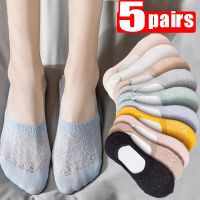 New Lace Shallow Mouth Boat Socks Womens Cotton Boat Hosiery Sole Anti-slip Floor Socks Simple Invisible Spring Summer Sock Sox Socks Tights