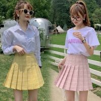 Processing pleated new female summer institute big yards high waist qiu dong tartan miniskirt black skirts