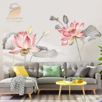  3D Lotus 1850 Wall Paper Print Decal Deco Wall Mural  Self-Adhesive Wallpaper AJ US Lv (Vinyl (No Glue & Removable), 【 82”x58”】  208x146cm(WxH)) : Tools & Home Improvement