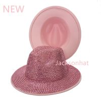 [Fine Jewelry]สีชมพู RhinestoneHat ผู้หญิง39; SBright RhinestoneTop หมวกฤดูใบไม้ร่วง/ฤดูหนาวปีกกว้างปานามาหมวกผู้ชาย39; S หมวกอบอุ่น