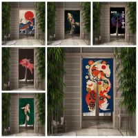 Jinjing Door Curtain ร้านอาหารญี่ปุ่นครัวประตูผ้าม่านภาพวาด Ukiyoe ฉากกั้นห้องผ้าม่านแขวนครึ่งม่านสำหรับทางเข้า