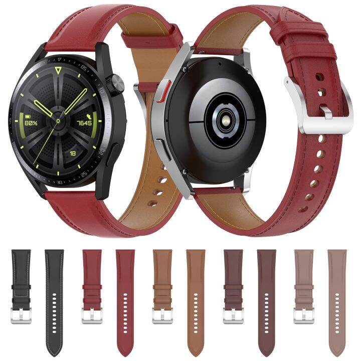 22mm-นาฬิกาสายสำหรับ-huawei-นาฬิกาหนังแท้-gt3-46mm-gt2-46mm-samsung-galaxy-watch3-45mm-สีดำ-ขายเอง