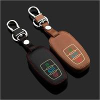 □♚✼ Auto Accessories Genuine Leather car Key fob case cover for Audi A4 A8 A6L Q7 New A6L Smart/Folding keychain ring key holder bag