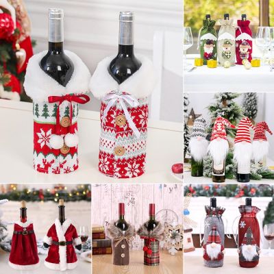 Christmas Wine Bottle Cover Merry Christmas Decorations For Home 2021 Christmas Ornaments Christmas Table Decor Xams Gifts