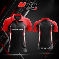 Motoshi RT Honda Hoare black and red stitching polo shirt casual racing suit