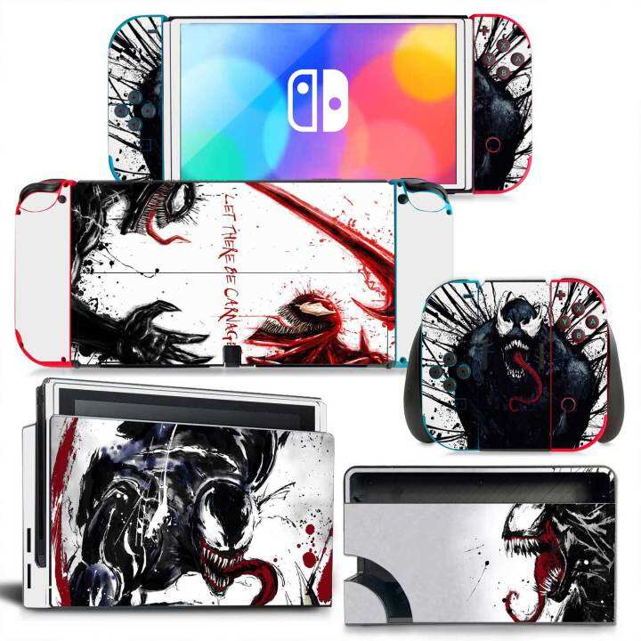 สติกเกอร์รูปลอกคลุมทั้งหมดผิว-marel-venom-สำหรับเปลี่ยนคอนโซล-oled-คอนโซล-joy-con-ฟิล์มป้องกันผิวไวนิลขาตั้งตัวควบคุม