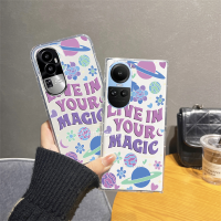 เคสใหม่2023มีในสต็อกสำหรับ OPPO Reno10 Pro + Reno 10 Pro Plus 8T A78 A98 NFC A58 4G 5G เคสสมาร์ทโฟนแฟชั่นลายดอกไม้ลายตารางภาษาอังกฤษเคส TPU Silicagel Softcase เคสห่อหุ้มโปร่งใส