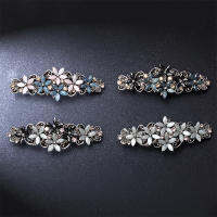 4 Pieces Rhinestone Vintage Flower Hair Barrettes Metal Flower Pearls Hair Clips Rhinestone Spring Hairpins Hollow Flower Design Hair Pins for Women Girls Hair Decor Accessories, 4 colors