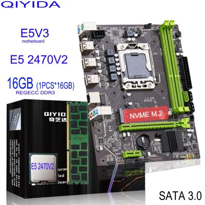 QIYIDA X79 motherboard with XEON E5 2470 V2 1*16GB DDR3 REG ECC PC3 10600R memory combo kit set NVME MATX Server