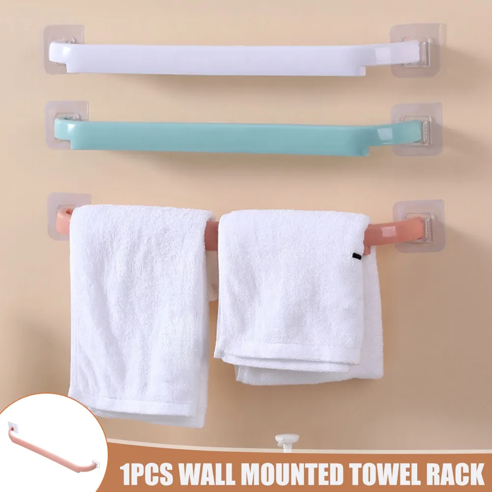 Towel Holder Bar Space Plastic Rack Hook Wall Mounted Rail Towel. light Green 1pcs 人気ブランドの