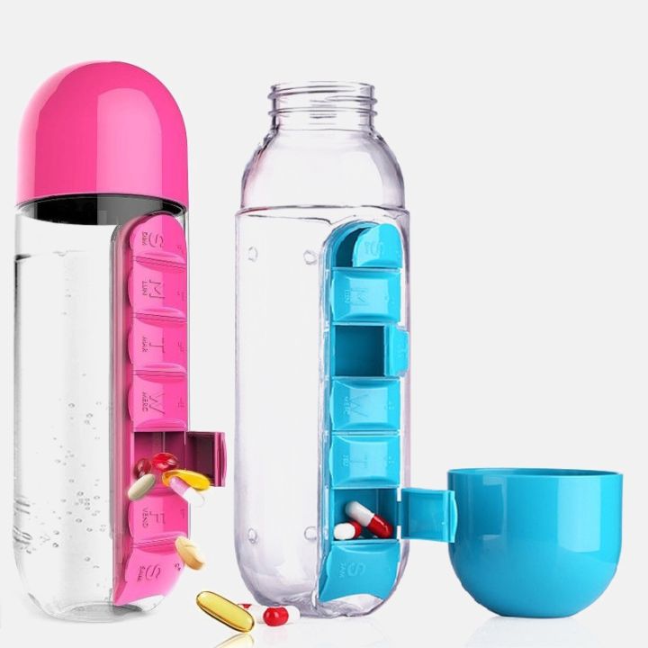 cw-2-1-600ml-7-grids-medicine-cup-plastic-bottle-pill-boxes-organizer-drinking-bottles