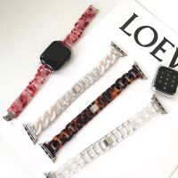 ❐◄ Resin Link Strap for Apple Watch Band 6 SE 5 4 40mm 44mm Luxury Fashion Watchband for iWatch Series 3 2 1 38mm 42mm